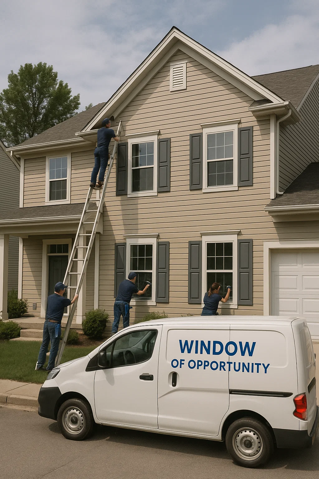 Window of Opportunity team at work, professional window cleaning service in Central Florida